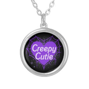 Creepy Cutie - A Spooky Cute Flickaktigt Goth Neck Silverpläterat Halsband