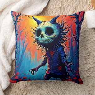 Creepy Demon in Spooky Skogen Design Kudde