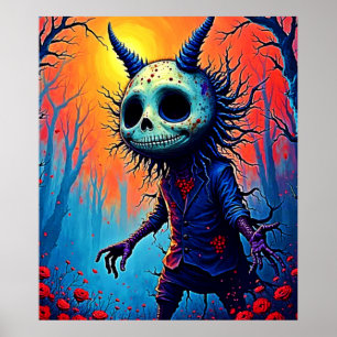 Creepy Demon in Spooky Skogen Design Poster