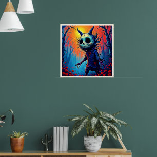 Creepy Demon in Spooky Skogen Design Poster