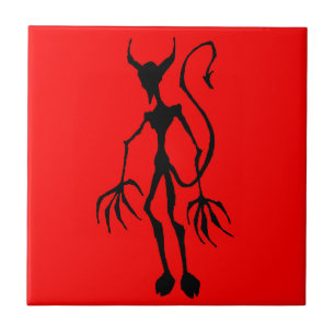 Creepy Djävulen Stick figur Kakelplatta