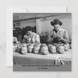 Creepy doll-fabrikskort för halloweed tack kort