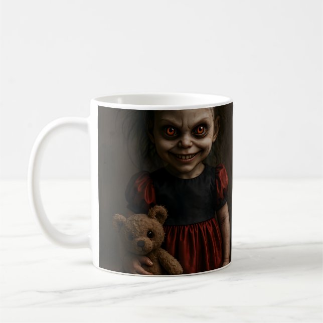Creepy Doll Horror Kaffemugg (Vänster)