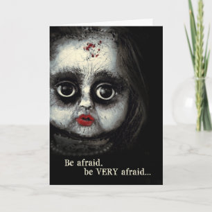 Creepy Doll Victorian Goth Halloween Helgkort