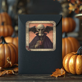 Creepy Dracula Vampire Halloween Sticker Fyrkantigt Klistermärke
