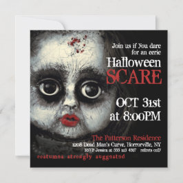Creepy Eerie Doll Halloween fest Inbjudningar