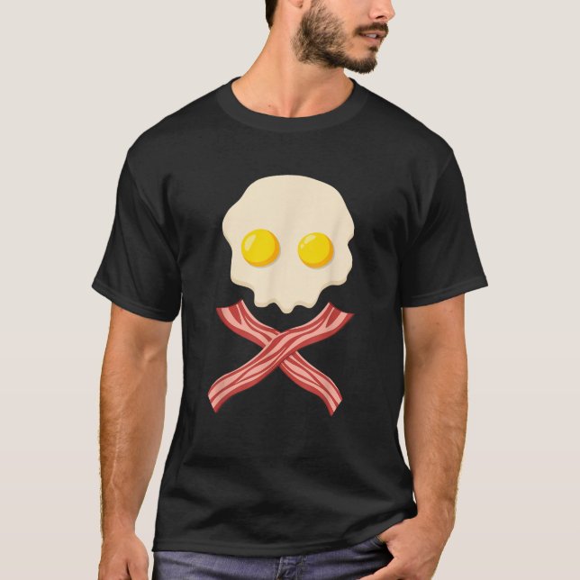 Creepy Egg Bacon Skull Ghost Ansikte Monster Zombi T Shirt (Framsida)