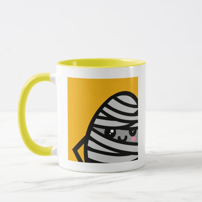 Creepy Egg Mummy - Halloween | Lägg till ditt namn Mugg (Vänster)