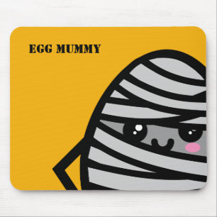 Creepy Egg Mummy Halloween Lägg till ditt namn Musmatta