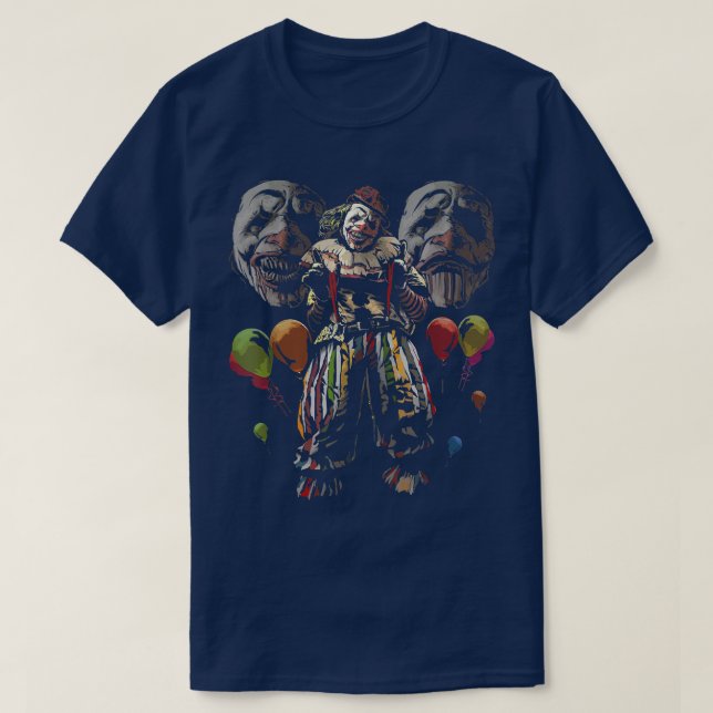 Creepy Evil Clown Balloons Horror Scary Halloween T Shirt (Design framsida)