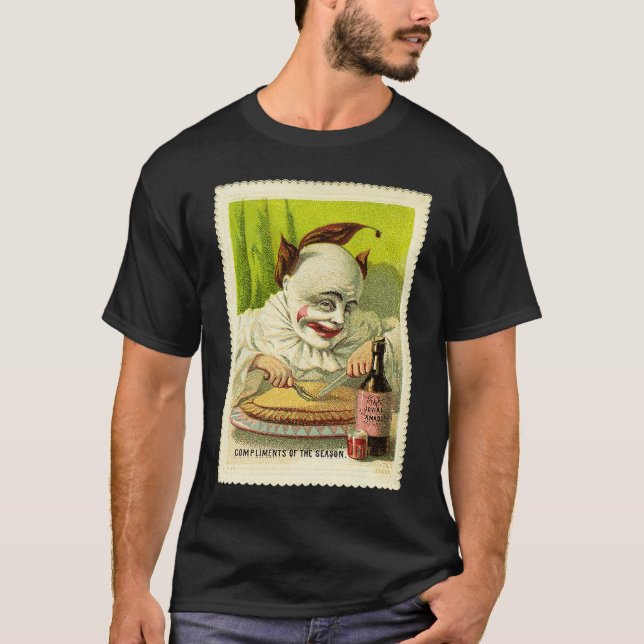 Creepy Evil Victorian Clown Christmas Greeting T Shirt (Framsida)