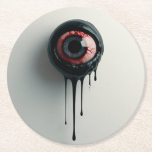 Creepy Eyeball med Black Goo Underlägg Papper Rund