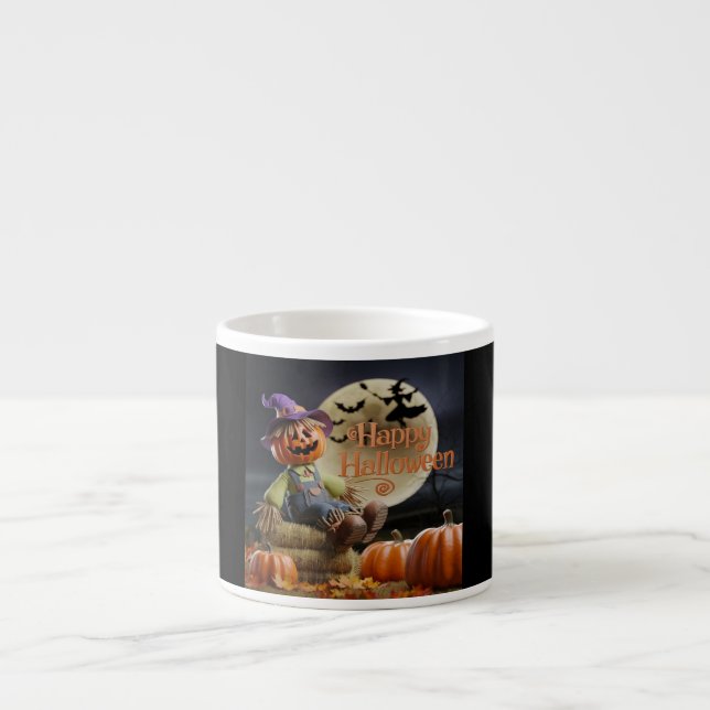 Creepy Fågelskrämma Halloween Mugg Espressomugg (Framsidan)