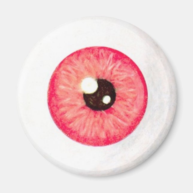 Creepy Fire Red Eyeball Magnet (Framsidan)
