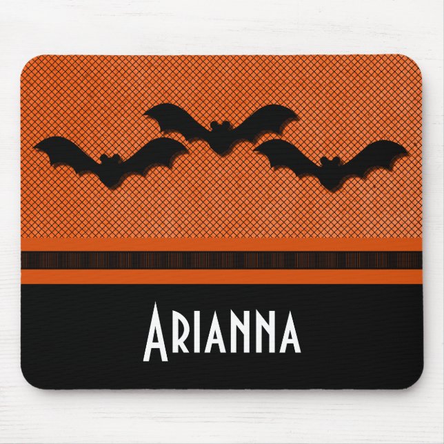 Creepy Fladdermöss Halloween Mousepad, Orange Musmatta (Framsidan)