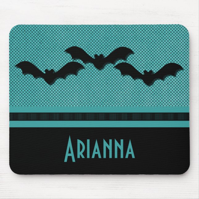 Creepy Fladdermöss Halloween Mousepad, Teal Musmatta (Framsidan)