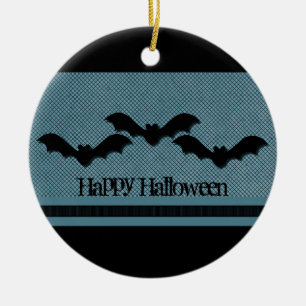 Creepy Fladdermöss Halloween Ornament, Mörk blått Julgransprydnad Keramik