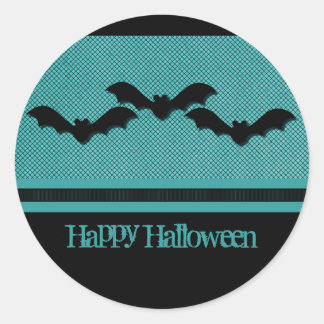 Creepy Fladdermöss Halloween Stickers, Teal Runt Klistermärke
