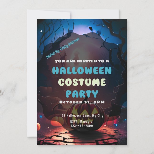 Creepy Forest Jack-O'Lanterns Vintage Halloween Inbjudningar (Framsida)