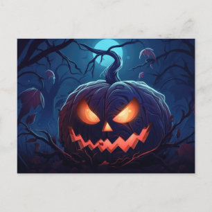 Creepy Forest med Jack-O'Lanternor Halloween Helg Vykort