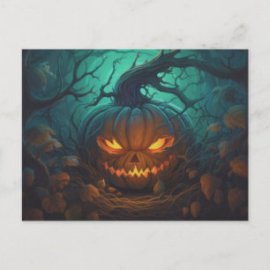 Creepy Forest med Jack-O'Lanternor Halloween Helg Vykort