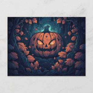 Creepy Forest med Jack-O'Lanternor Halloween Helg Vykort