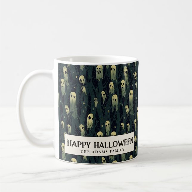 Creepy Forest och Spöken Halloween Kaffemugg (Vänster)
