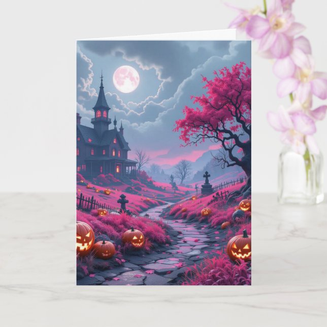  Creepy Fuchsia halloween mansion Kort (Orkide)