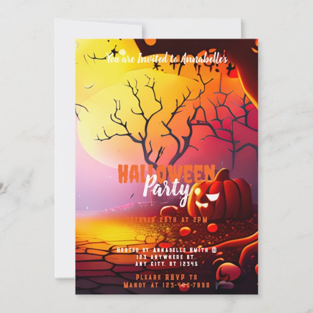 Creepy Full Moon Pumpkins Halloween fest Inbjudningar (Framsida)