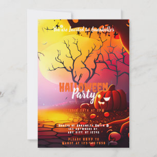 Creepy Full Moon Pumpkins Halloween fest Inbjudningar