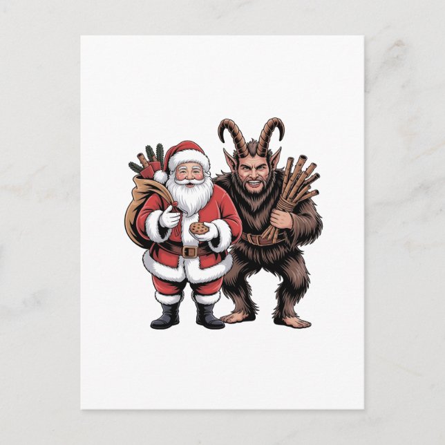 Creepy Funny Horror Jultomten Krampus Jul Helg Vykort (Framsida)