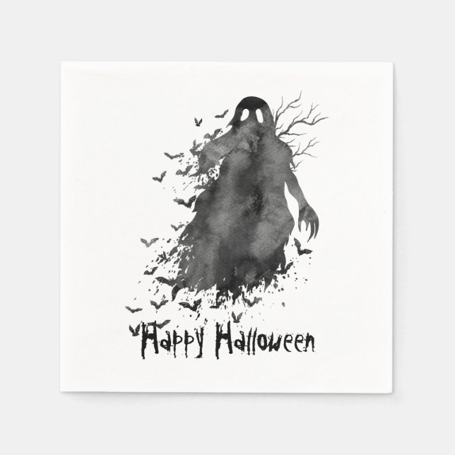 Creepy Ghost Halloween Pappra Napkins Pappersservett (Framsidan)