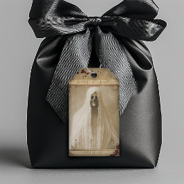 Creepy Ghost Haunted Halloween-förmån Presentetikett