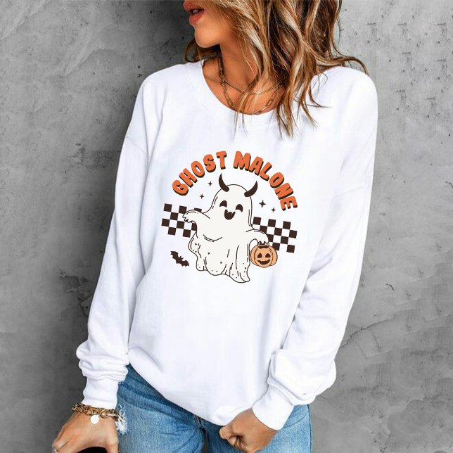 Creepy Ghost Malone med spooky Pumpkin Halloween T Shirt (Creepy Ghost Malone with spooky Pumpkin Halloween Sweatshirt)