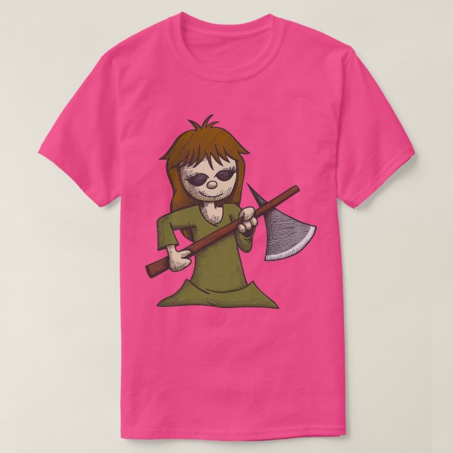 Creepy Girl med Ax T Shirt (Design framsida)
