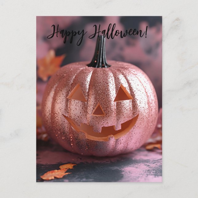 Creepy Glitter Pumpkins Halloween Greeting Card Vykort (Framsida)