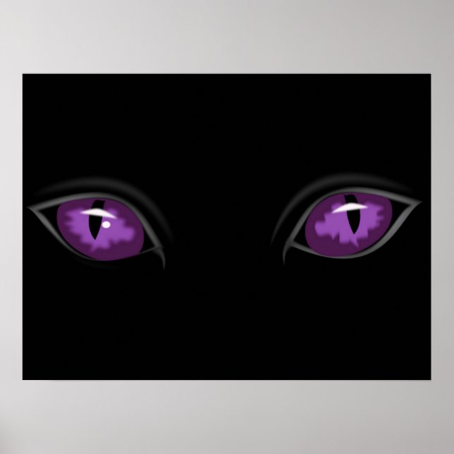 Creepy Glossy Animal eller Cat Ögon Mörk nattetid Poster (Framsidan)