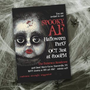 Creepy Goth Doll Spooky AF Halloween fest Inbjudningar