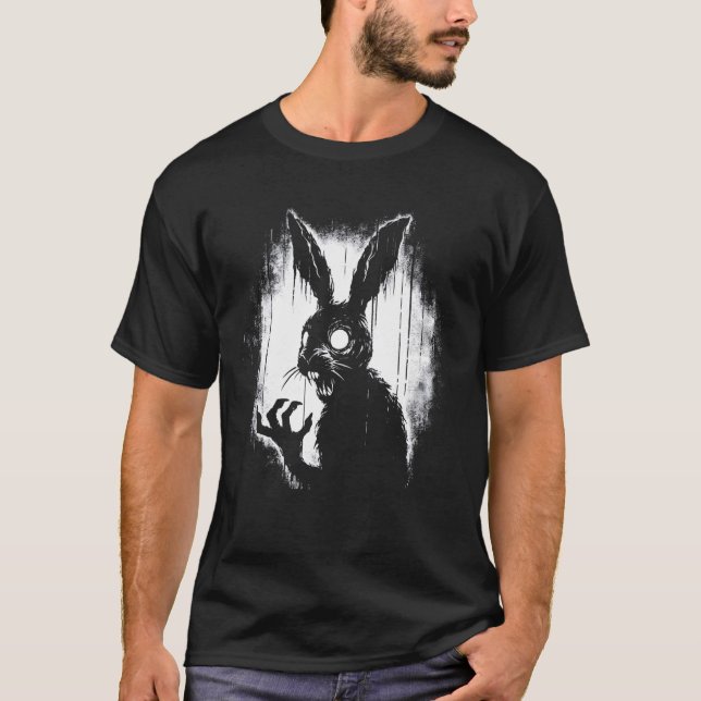 Creepy Goth Rabbit, Horror Bunny, Weirdcore Rabbit T Shirt (Framsida)