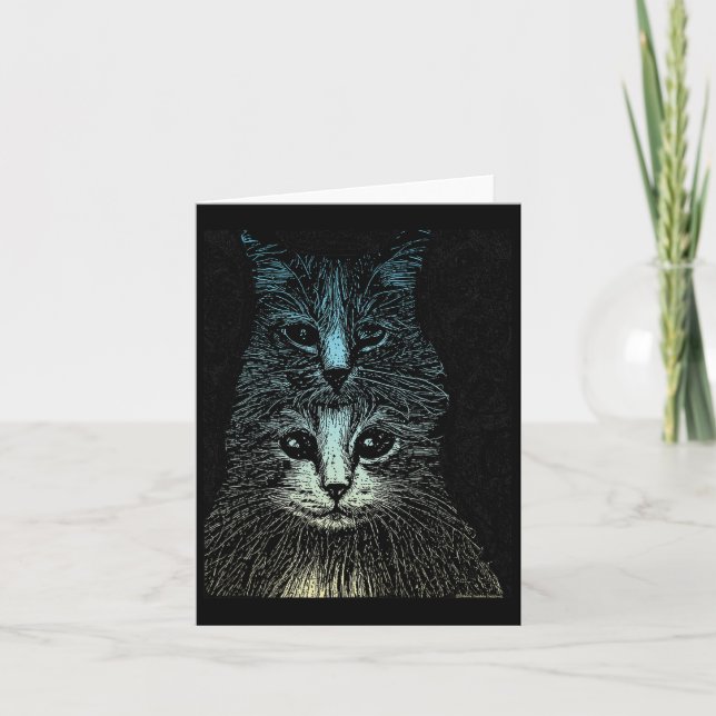 Creepy Goth Vintage Artistic Gothic Cat Kort (Framsida)