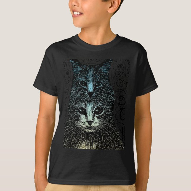 Creepy Goth Vintage Artistic Gothic Cat T Shirt (Framsida)