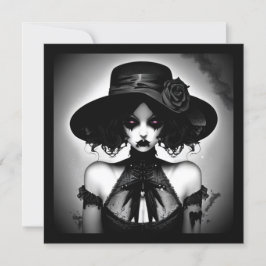 Creepy Gothic Girl Halloween Inbjudningar