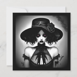 Creepy Gothic Girl Halloween Inbjudningar