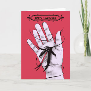 Creepy Gothic Hand Biting Monster Halloween Kort
