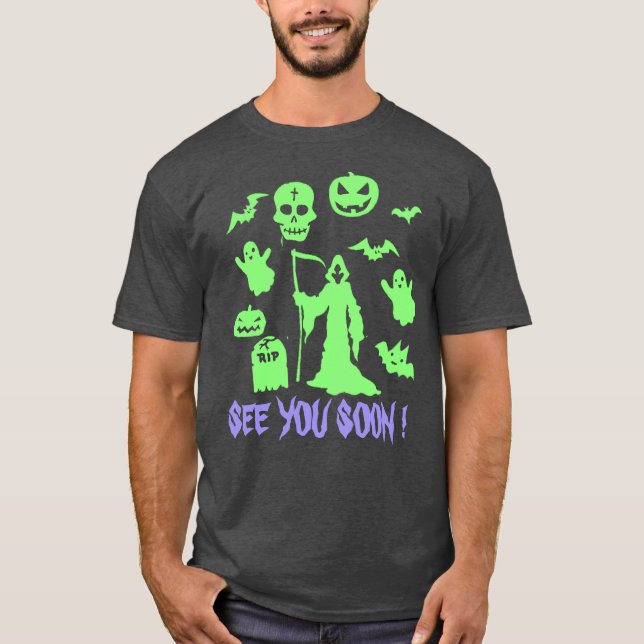 Creepy Grim Reaper See You Soon Halloween Tee (Framsida)
