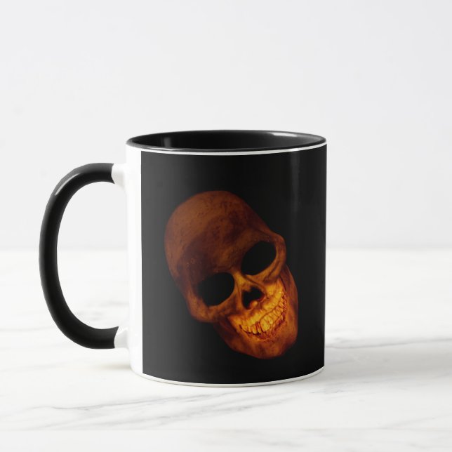 Creepy Grinning Guld Skull Mugg (Vänster)