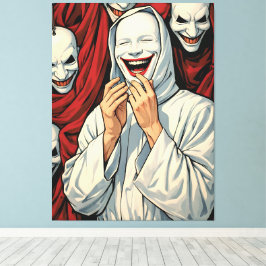 Creepy Grinning Masked Cult Figures Horror Pop Art Canvastryck
