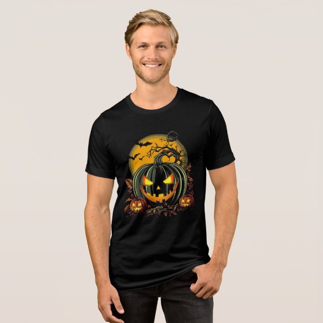 Creepy Grinning Pumpkins Halloween Design T Shirt (Framsida Full)