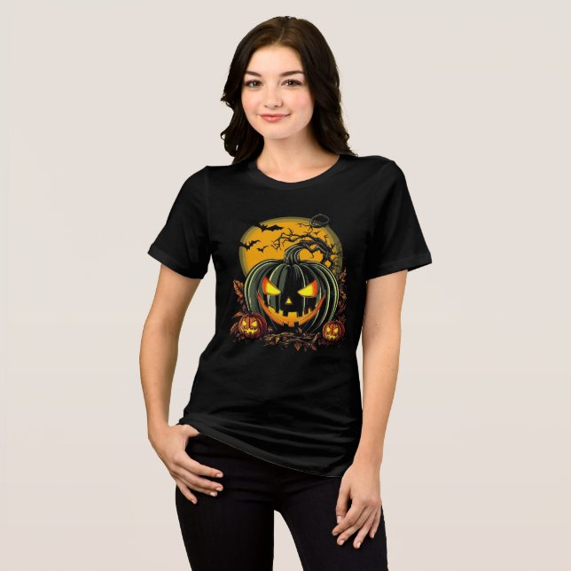 Creepy Grinning Pumpkins Halloween Design T Shirt (Framsida Full)
