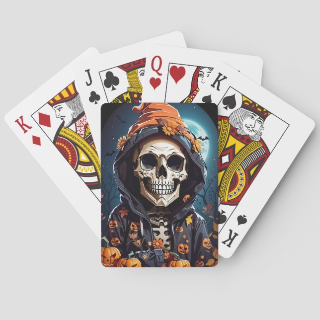 Creepy Grinning Skeleton Halloween Casinokort (Baksidan)